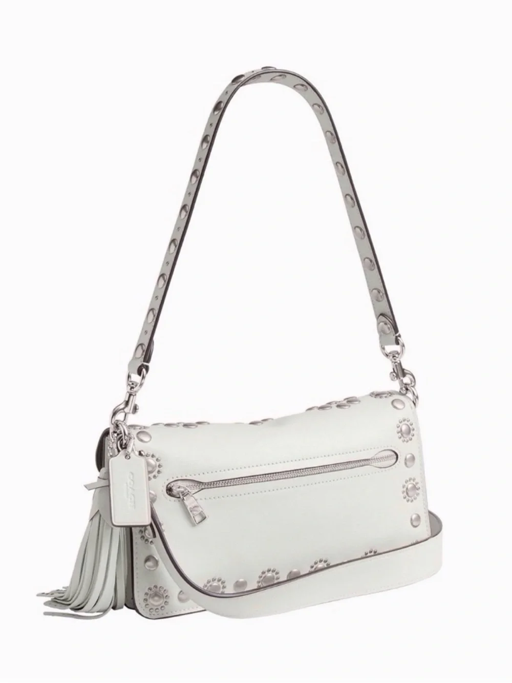 Coach Tabby Shoulder Bag 26 w/ Western Rivets in Chalk Natural Grain Leather NWT